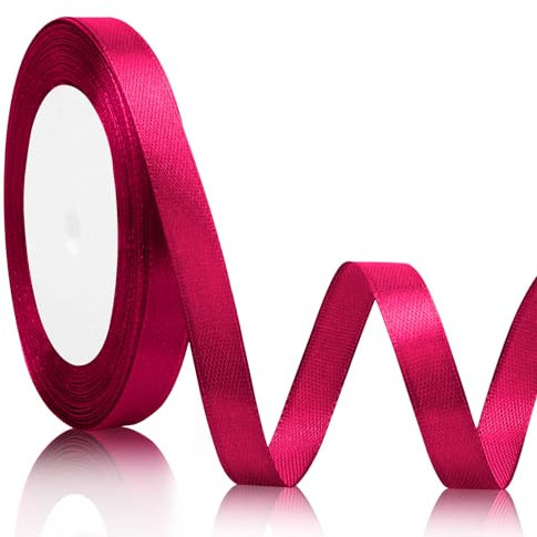 Nastro Raso Rosa 10mm*22m Per Bomboniere - Nastrino Decorativo Tessuto Per Pacchi Regalo e Laurea