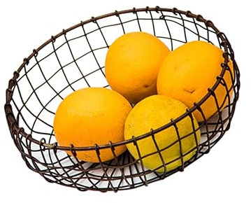 LABRIMP Cesta De Almacenamiento Hierro Frutas y Verduras Organizador De Latón Antiguo