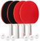 DOUBLE FISH Ping Pong Paddles Set mit 6 3-Sterne-Bällen und Aufbewahrungskoffer – 4 Spieler Hochleistungs-Tischtennisschläger-Set für Unterhaltung oder Wettbewerb