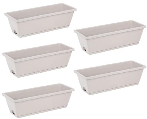 Cajas de jardín para ventana, 5 macetas rectangulares | Maceta colgante | Cajas colgantes para ventana, cestas de caballo para balcón al aire libre, valla, barandilla, porche