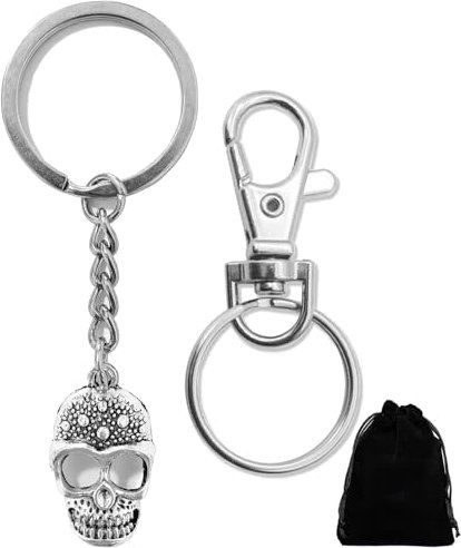 Porte-clés en forme de crâne pour cadeau pour homme et femme - 1 pièce de porte-clés en métal en forme de crâne, porte-clés créatifs rétro, porte-clés gothiques cool pour bricolage, cadeau