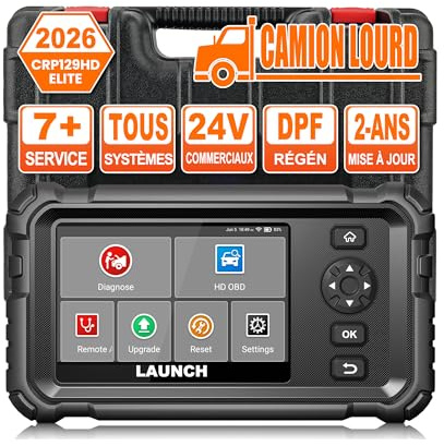 LAUNCH CRP129 HD Elite OBD2 LKW Diagnosegerät, 7 Dienst für 24V Lastwagen | Diagnosegerät Vollständiger System-Codeleser für 24V Schwerlastkraftwagen, & Nutzfahrzeuge Heavy Duty Truck (Schwarz)
