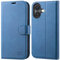 OCASE for iPhone 16 Case, PU Leather Wallet, Magnetic Flip Folio Cover with RFID Blocking, Card Holders, Shockproof TPU, and Kickstand for 6.1 Inch iPhone 16 (2024), Light Blue