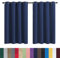 GAIFNAG Vorhang Blickdicht Thermovorhang 200 x 250 cm Blickdicht Abdunkelnd, Größe Und Farbe Wählbar Natürliche Leinenstruktur Vorhänge für Fenster, Zuhause, Terrasse, Dunkelblau