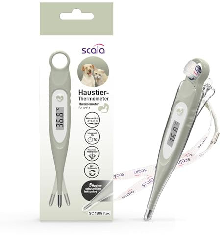 SC 1505 flex Haustierthermometer mit flexibler Spitze für eine besonders sanfte Messung inkl. 5 Hygieneschutzhüllen und Befestigungsschlaufe