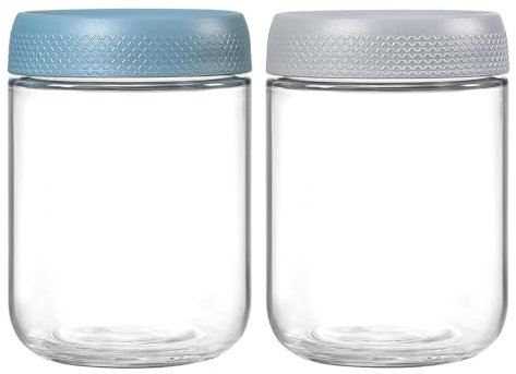 VITEVER 2er-Pack 16oz Overnight Oats Gläser mit luftdichten Deckeln, Einmachgläser für Overnight Oats, Salate, Joghurt, Pudding, Marmelade, wiederverwendbare Glasbehälter mit Deckel