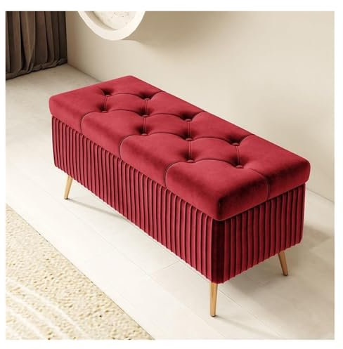 JAVYPPT End of Bed Bench Storage Benches with Bedroom Storage Benches End of Bed Benches Foot of Bed Benches Entrance Benches(Red,100 * 40 * 45cm)