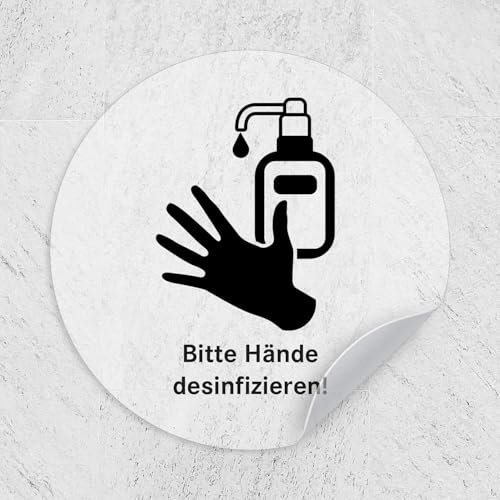iSecur Aufkleber Toilette WC Hände desinfizieren I Ø 9 cm matt transparent klar I Folie selbstklebend I hin665