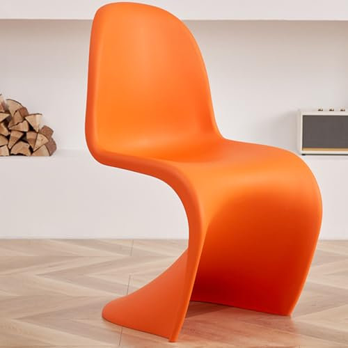 WEIDPHL Fußhocker Aus PP-Kunststoff, Ruhesitz, Minimalistische Ottomane, Make-Up-Stühle, Stapelbarer Stuhl Mit Rückenlehne Aus Kunststoff Für Esszimmer, Wohnzimmer, Schminktisch,Orange