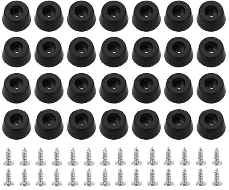 Amusingtao 50 Pcs Round Rubber Feet,Black Round Rubber Feet with Screws,Non Slip Bumper Pads for Furniture,Electronics,Kitchen Appliances (15x12x8mm)