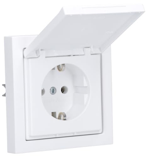 Busch-Jaeger future linear Steckdosen-Set mit Klappdeckel 1-fach | 1× 20 EUK-884 SCHUKO Steckdose mit Klappdeckel + 1× 1721-884K Abdeckrahmen