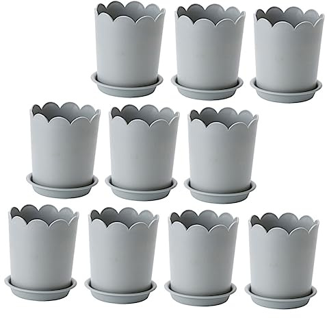 SEWOART 10 Pots en Plastique pour Plantation de Rose et Succulentes, Empilables Plateaux, Design Décoratif Minimaliste, Adaptés pour Balcon et Rebord de Fenêtre