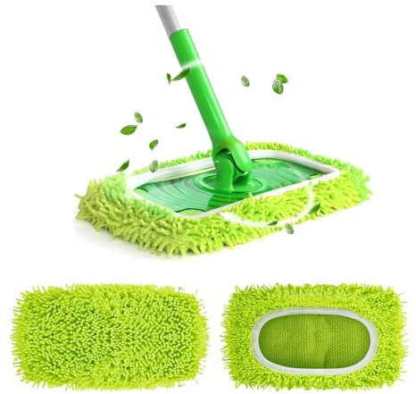 YZROHYI 2 Pezzi Panni Lavapavimenti per Swiffer,Cuffie Microfibra per Pavimenti,Cuffie di Ricambio per Scopa,Panni Spray Mop Lavabili,Panni Catturapolvere Riutilizzabili,Ricambio Panno Lavabile