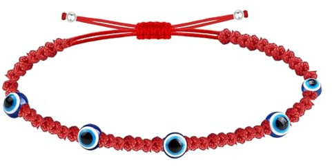 cotigo Bracciale occhio turco in acciaio inox o filo + un braccialetto a 7 nodi (gratis), portafortuna e protezione contro il malocchio, bigiotteria da uomo, bracciali donna e ragazza., Talla única