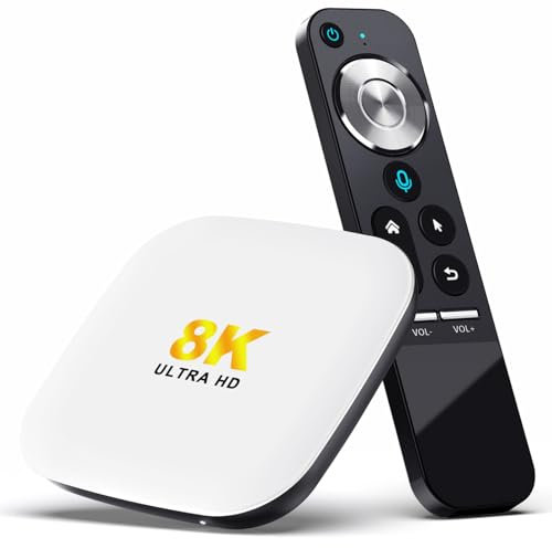 LEFFOT - Android TV Box 13.0, Ultra HD 4K Broadcast Device for TV, Smart TV Box with HDR10+, Voice Control, Ethernet 1000M, WiFi Dual Band 6, BT 5.0, RK3528 Quad Core and