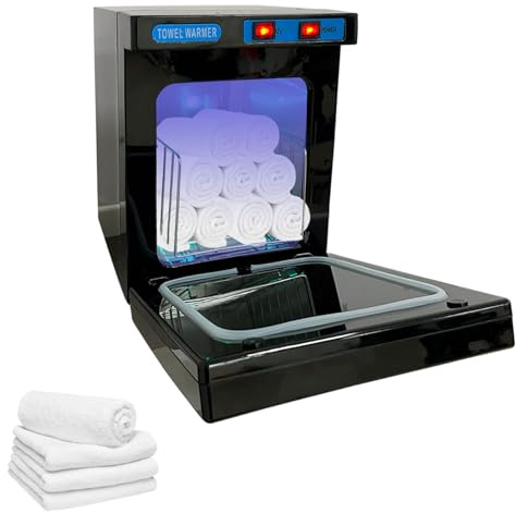 Hocomay Calentador de toallas eléctrico, 5 L, radiador eléctrico con esterilizador UV de 360 ° para 8 – 12 toallitas, secador de toallas eléctrico de 176 °F para peluquería, salón, baño, belleza