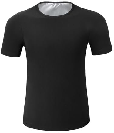 BnyHjir Sauna Shirt For Men Heat Trapping Compression Sweat Suit T-shirt Men's Sauna Vest Body Shaper Sweat Suit Workout Body Shaper For Weight Loss Mens Gym Fitness Short Sleeve Shapewea-r