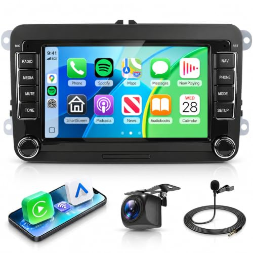Motorsi 6+128G Android Autoradio für VW Passat B6 Polo Golf 5 6 Skoda Seat Touran Tiguan 7'' Stereo Radio Carplay Android Autoradio Bluetooth 5.0 GPS WiFi FM/RDS Rückfahrkamera, unterstützt DAB
