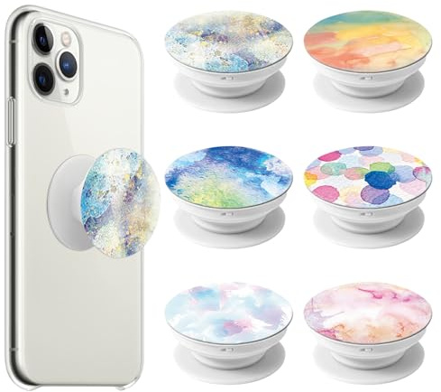 Dcsfadq 6 Stück Aquarell Design Handyhalter, Handy-Griffe 360° Drehung, Griffhalter Ausziehbarer Sockel für Smartphones und Tablets Handy Ring