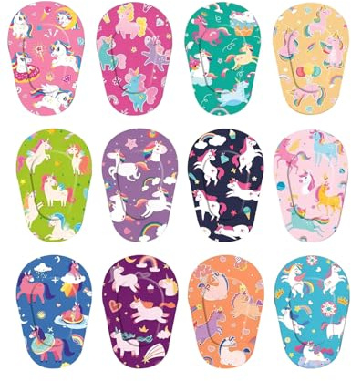 JUKOTA 12 Pièces cache oeil enfant,cache oeil,de Pansements Oculaires, Patch Adhésif pour les Yeux pour Enfants Cache Oeil Adhésif en Coton Bloquant la Lumière pour Enfant,Modèle de licorne