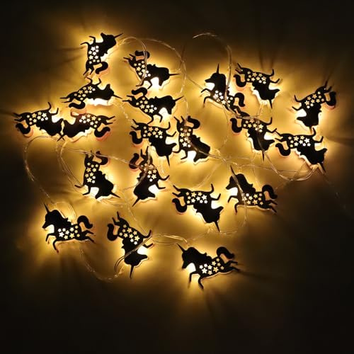 OUNONA Unicorn Light String 3M 20 LED Fairy Night Light Battery Operated USB Powered Room and Garden Decoration for Christmas Birthday Party