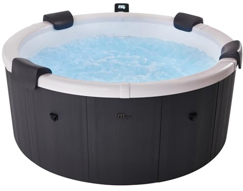 Spa Rigide connecté Rond Ø 182 cm MSPA Denver – Spa 6 Places – Jets d'air et d'eau – Habillage Effet Bois – Lot de filtres Inclus