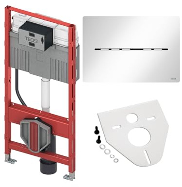 BADfabrik24 TECEprofil WC-Modul 1120 mm mit Uni-Spülkasten, TECEnow Betätigungsplatte, Montageset Wand-WC/Bidet, Komplettset (weiß glänzend mit berührungsloser Auslösung)