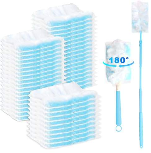 CILIENG 50 Stück Staubmagnet Nachfüllpack Kompatibel mit Swiffer | Einweg Staubwedel inkl. 2 Griffen, ideal gegen Tierhaare, Staub und Schmutz für Haushaltsreinigung