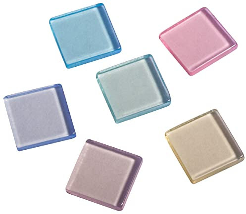Rayher Acryl Mosaik, transparent 1x1cm, ca. 205Stück, SB-Box 50g , Pastelltöne-Mischung, quadratisch, Kunststoffsteine, Kunststoffmosaik durchscheinend,14540685, Mittel, Pastell