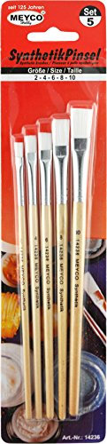 Pinceaux Synthétiques en lot de 5 Taille 2–4 – 6–8 – 10