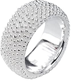 SILBERMOOS Ring Damenring Punkte Pünktchen gepunktet strukturiert sandgestrahlt Sterling Silber 925 Igel, Größe:54