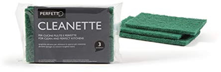 Perfetto Cleanette Spugna Abrasiva, Verde, 3 Pezzi, cm 15x10x0,5
