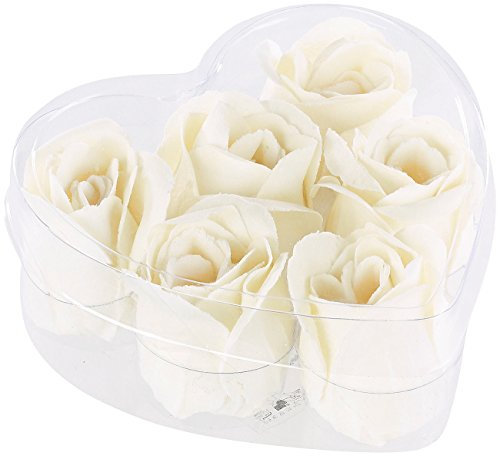 PEARL Duft-Rose für Badewanne: 6 cremeweiße Rosen-Duftseifen in Geschenk-Box (Bade-Rose-Blüte, Seife Rosenform, Badezimmer)