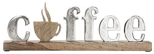 Coffee Schriftzug mit Kaffeetasse aus Mango Holz Alu Gilde