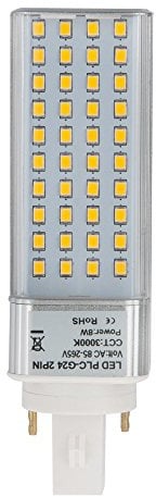 HERO-LED G24-40S-2P-DW Rotatable PL-C Lamp G24D 2-Pin LED CFL/Compact Fluorescent Lamp, 8W, 18W Equal, Daylight White 5000K (Remove/Bypass The Ballast)