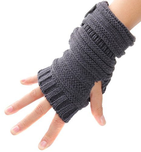 Butterme Unisex Winter Gestrickte Fingerlose Armstulpen Warm Strick Handschuhe Pulswärmer Handstulpen Armwärmer Stulpen für Damen Herren tiefen Tief Grau