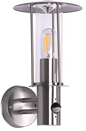 Aussenleuchte Ausenwandleuchte Aussenlampe Wandleuchte Wandlampe mit Bewegungsmelder Edelstahl Glas E27 Fassung 258A1