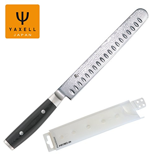 Yaxell RAN 69 Lachs- und Schinkenmesser 23 cm mit Kullenschliff inkl. PRYMO.de® Klingenschutz