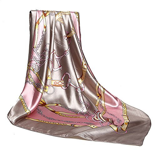 Foulard en soie pour femme - Grand carré Satin 90 cm - argenté - 89 cm