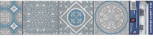 PLAGE Frise adhésive Carrex 10 cm X 300 cm, décoration Murale, carrelage Gris et Bleu, Ciment pour Murs intérieurs et extérieurs.