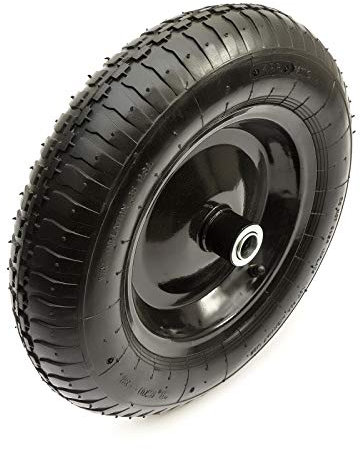 Heavy Duty 14'' 4 Ply 3.50-8 Wheelbarrow Builders Barrow Garden Wheel Barrow Metal Wheel With Pneumatic Tyre Includes Innertube Schrader Straight Valve Max 30 PSI