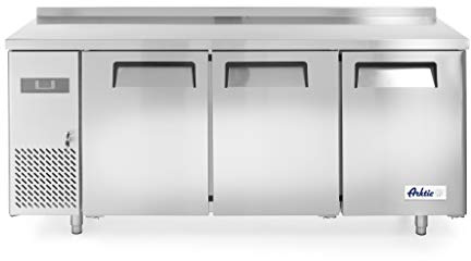 HENDI Tiefkühltisch, Dreiturig, mit 3 verstellbaren Regalböden, bis 15 kg pro Boden, Temperaturbereich: -12° bis -22°C, Kompressor, Gefrierschrank, 390L, 230V/550W, 1800x600x(H) 800mm, Edelstahl