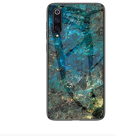 BRAND SET Hülle für Xiaomi Mi 9SE Rückseite aus gehärtetem Marmorglas und Hybrid-Hartschalenkoffer aus Silikon,stoßfest und Kratzfest Schutzhülle für das Xiaomi Mi 9SE (Blau)