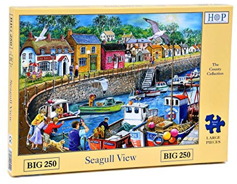 The House of Puzzles - Seagull View Jigsaw - Big 250 Piece Jigsaws For Adults & Kids, Extra Large Pieces, Artist Illustrated, Scenic Landscape, Deluxe Puzzle Gifts