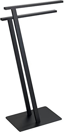 WENKO Handtuchständer Mod. Lirio, Handtuchhalter freistehend, Kleiderständer, aus lackiertem Stahl, 20 x 76,5 x 40 cm, Schwarz matt
