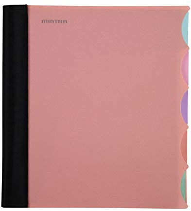 Mintra Office Langlebiges Premium-Spiralnotizbuch (Lachs, 5 Fächer (21.6x27.9 cm), mit Stoff überzogene Spulen, keine Hängen, College liniert, verstellbare Taschenteiler, Lineal, Organisation, Schule