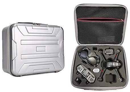 Fututech Hartschalenkoffer für DJI FPV, tragbare Aufbewahrungstasche für Drohne/Fernbedienung (Silber)