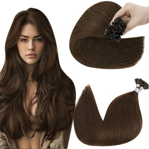 Hetto Extensions Echthaar Bonding Braun Bonding Extensions Echthaar Dunkel Braun Keratin U Tip Gerade Invisible Remy Haarverlangerung 1g/s 50g 35 cm #4