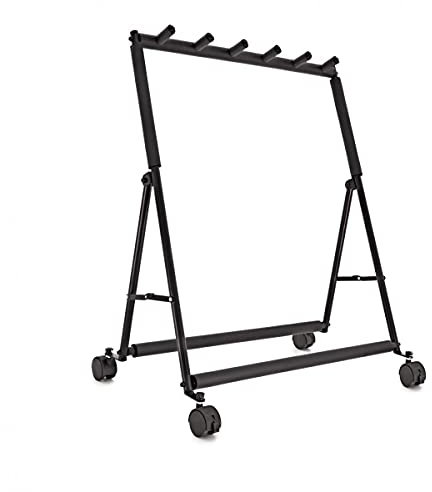 Gear4Music Multi-Gitarren-Rack-Ständer für 5 Gitarren, faltbar mit Rollen