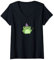 Damen Niedlicher Frosch-Zaubererhut Cottagecore Aesthetic T-Shirt mit V-Ausschnitt